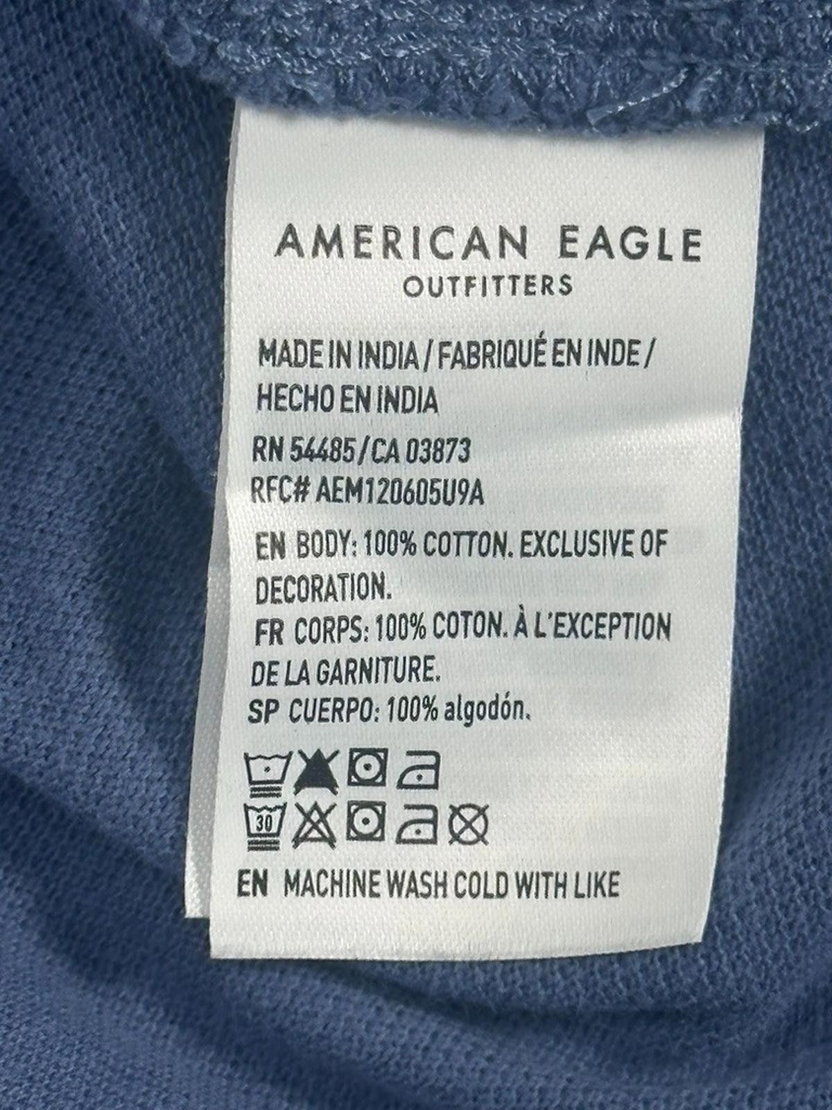 American Eagle Outfitters American Eagle Men's Large Blue Flamingo Accent Polo Shirt Size US L / EU 52-54 / 3 - 9 Thumbnail