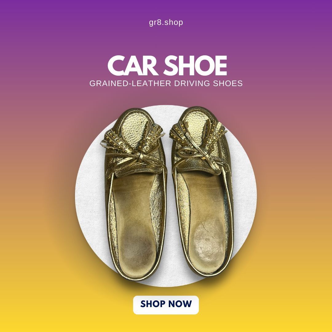 Car Shoe Gold Car Shoe Grained-Leather Driving Moccasins With Tassel Size US 7.5 / IT 37.5 - 1 Thumbnail