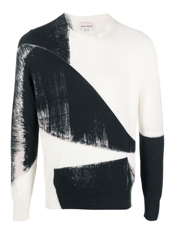 Alexander McQueen o1y0225 Sweater in Black & Ivory Size L / US 10 / IT 46 - 1 Thumbnail