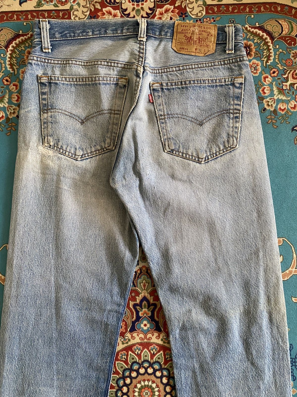 Levi's Vintage Levi’s 501xx Distressed Patchwork Splatter Denim Size US 29 - 9 Thumbnail