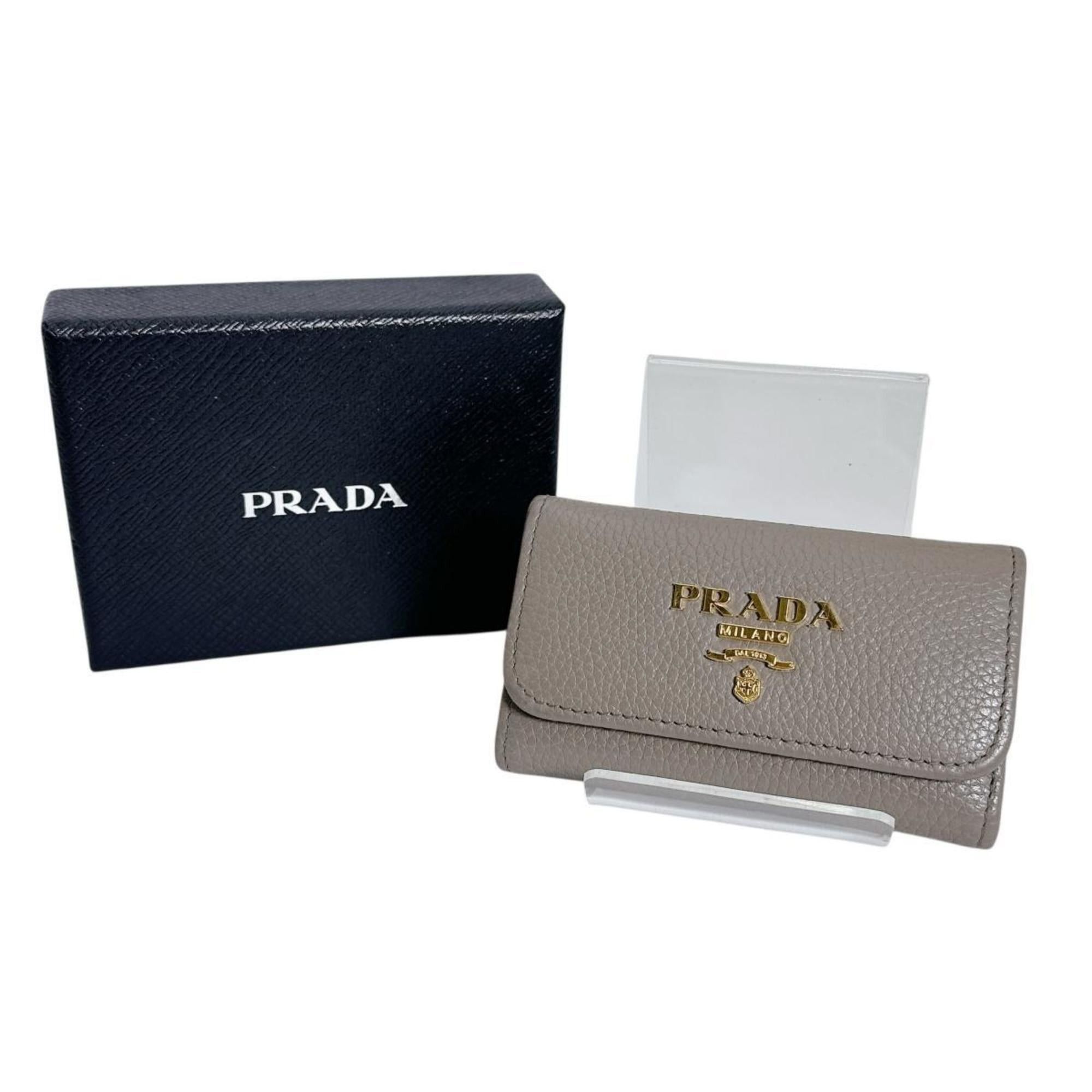 Prada Prada 6-Key Key Case, Vitello Grain Leather and Saffiano Leather, 1PG222, Greige Size ONE SIZE - 1 Thumbnail