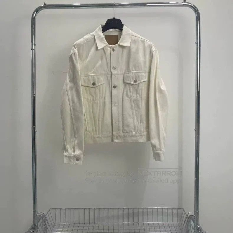 Balenciaga White Back Logo Denim Jacket.