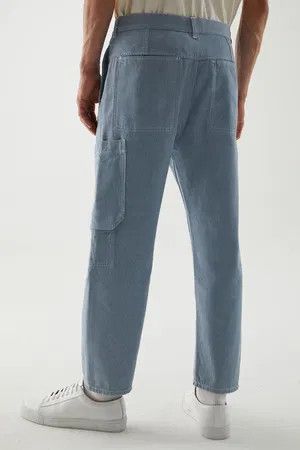 Cos Cos Mens Organic Cotton Denim Cargo Trousers 34 Light blue Size US 34 / EU 50 - 8 Thumbnail