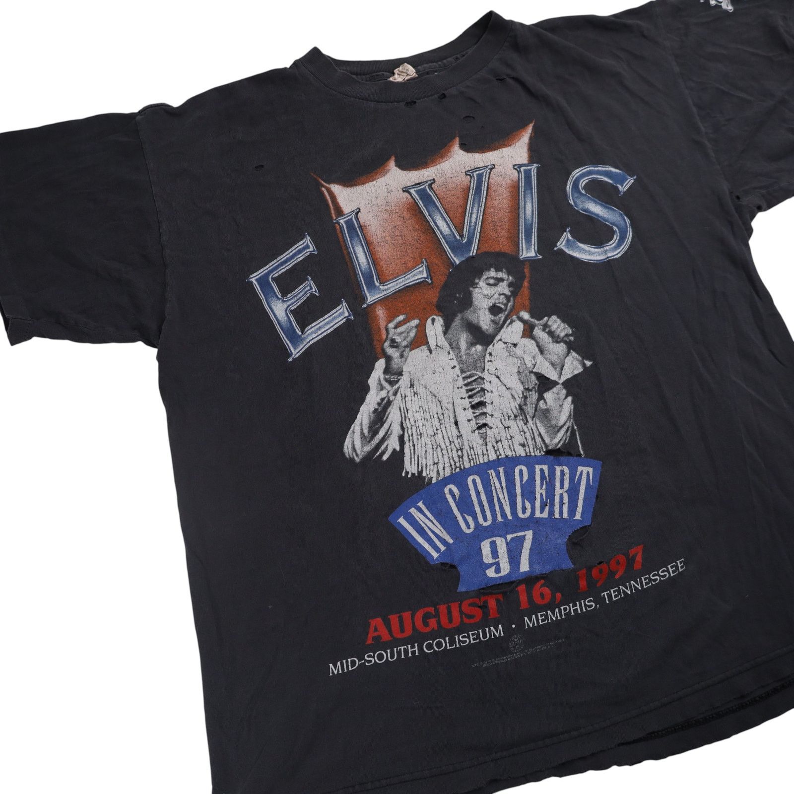 Band Tees × Vintage Distressed Vintage 1997 Elvis in Concert Band Tee Size US L / EU 52-54 / 3 - 3 Thumbnail