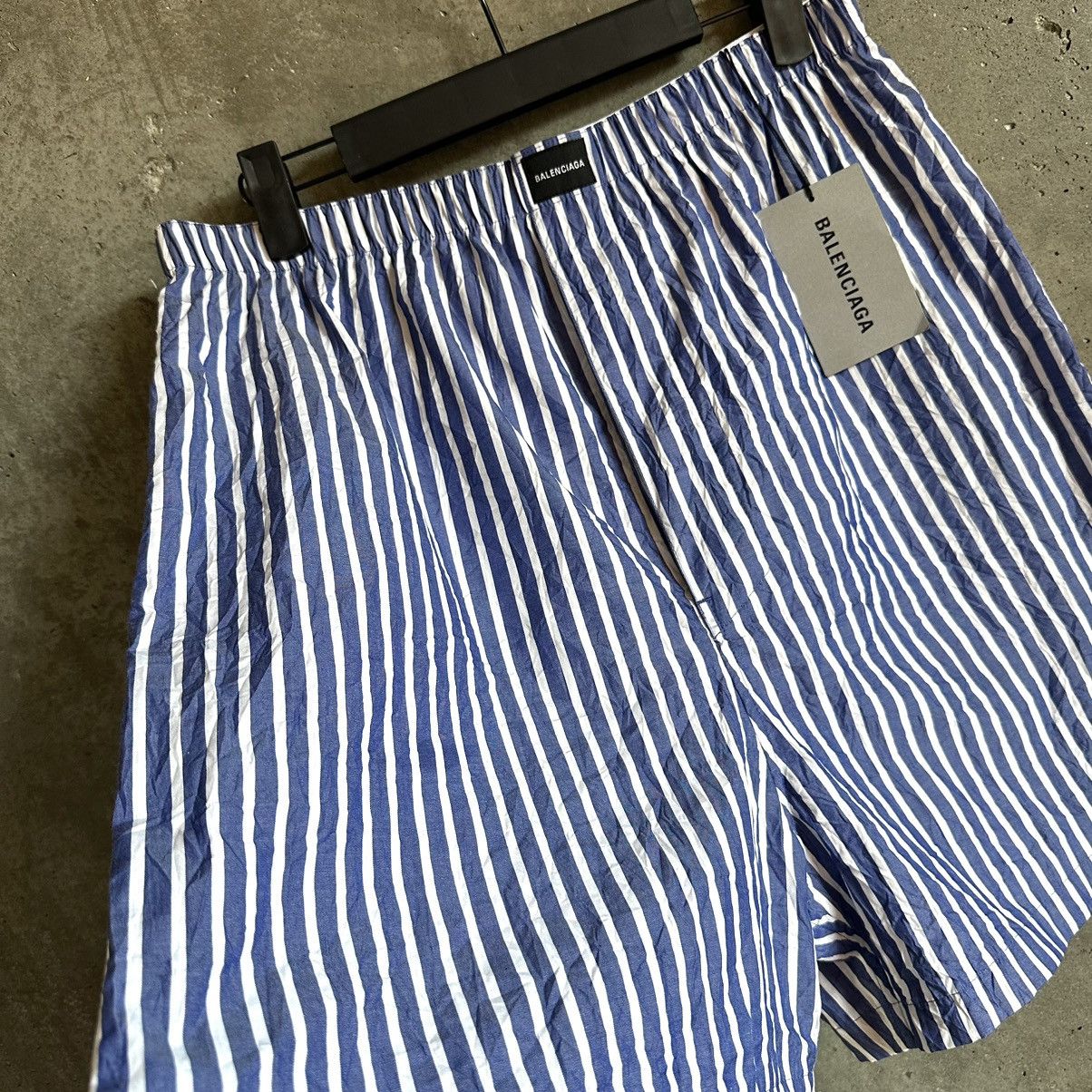 Balenciaga Crinkled Striped Poplin Boxer Shorts Size US 30 / EU 46 - 4 Thumbnail