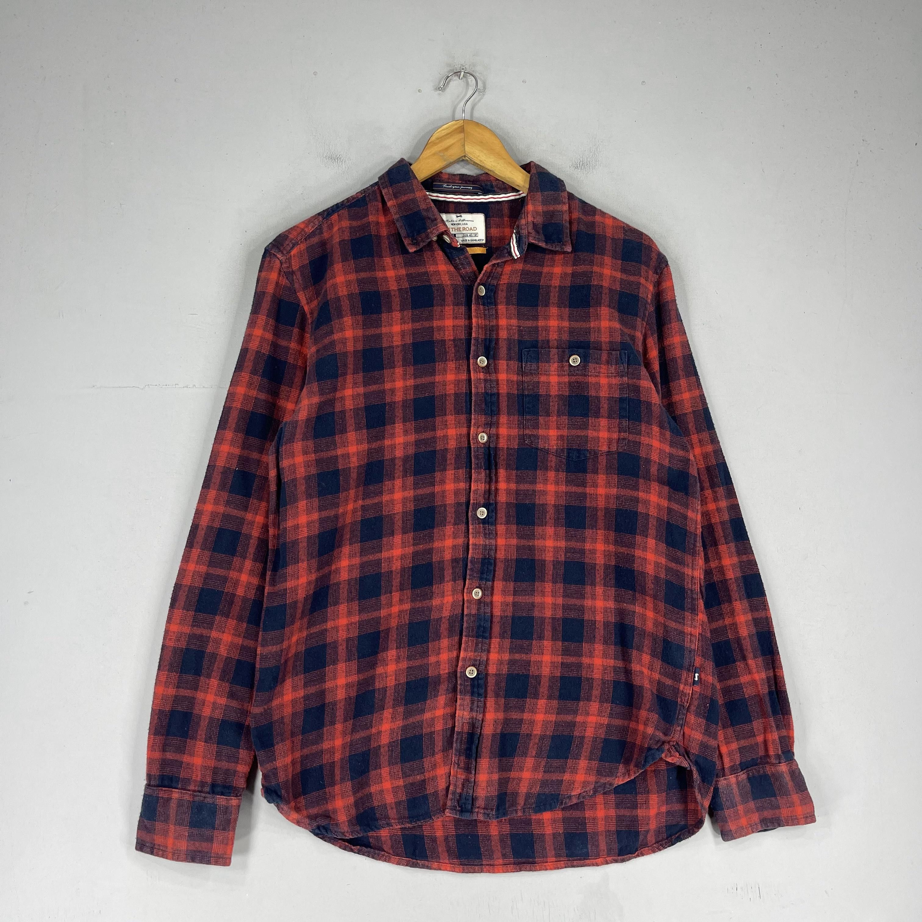 Flannel × Japanese Brand Vintage Plaid Checkered Red/Blue Tartan Flannel Button Up Size US M / EU 48-50 / 2 - 4 Thumbnail