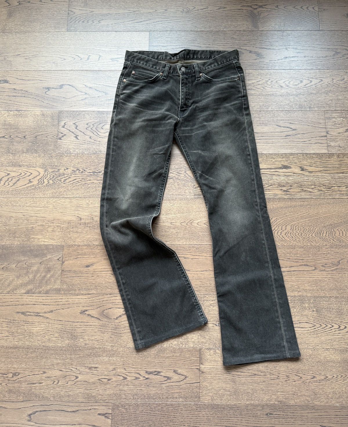 Lee Lee Japan Made Men Vintage Treatment Black Bell Bottom Jeans Size US 31 - 1 Thumbnail