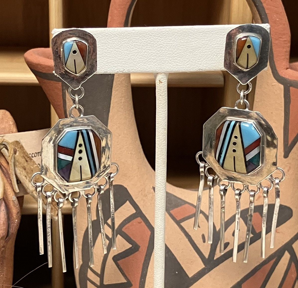 Other Stunning Vintage Zuni Native Sterling Chandelier Earrings Size ONE SIZE - 1 Thumbnail