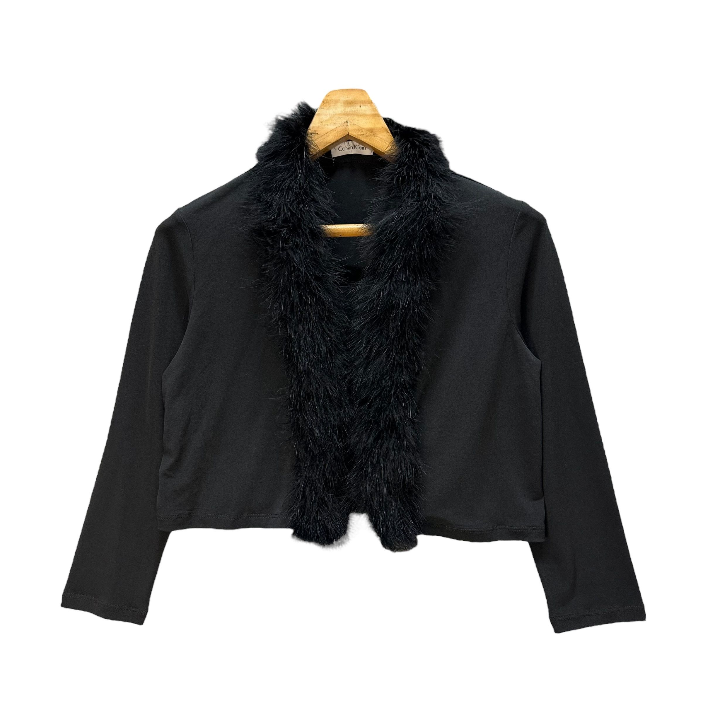 Calvin Klein CALVIN KLEIN Fur Crop Cardigan Jacket #95-1459 Size M / US 6-8 / IT 42-44 - 4 Thumbnail