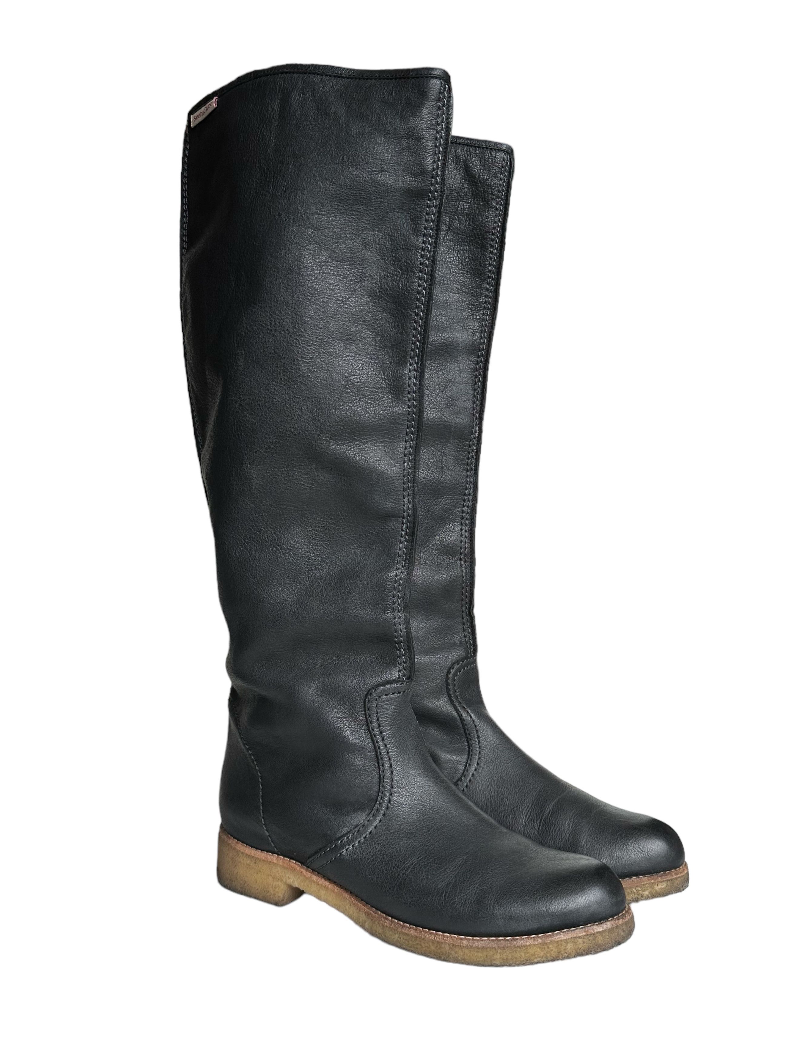 image of Chloe x See By Chloe Crepe Sole Black Leather High Boots Us11, Women's