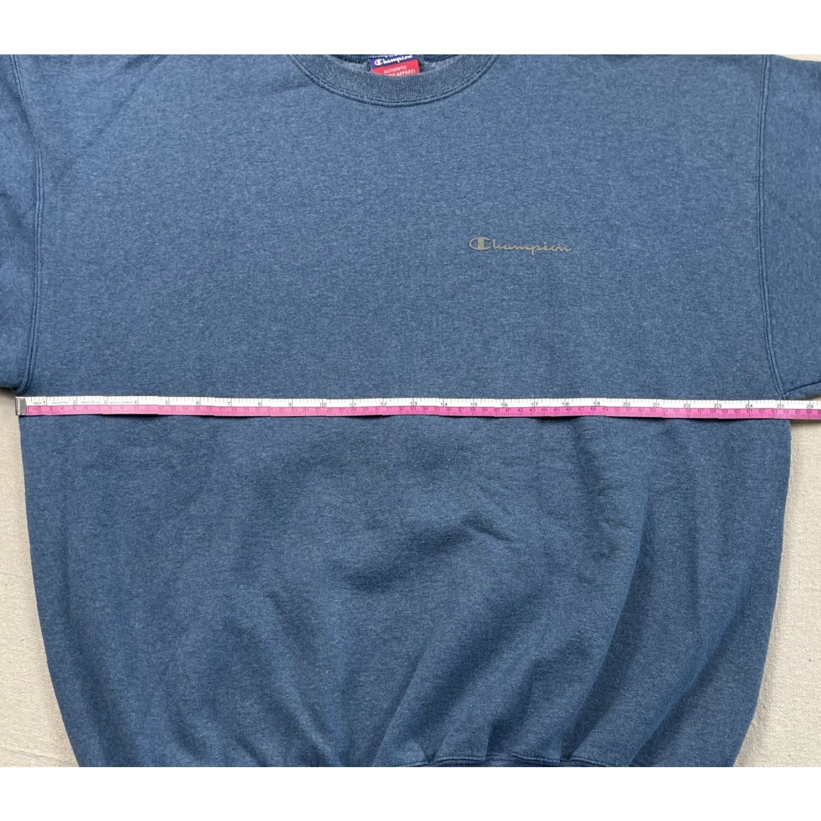 Champion VINTAGE Champion Mens XL Crewneck Sweatshirt Fleece Spell Out Logo Script Blue Size US XL / EU 56 / 4 - 4 Thumbnail