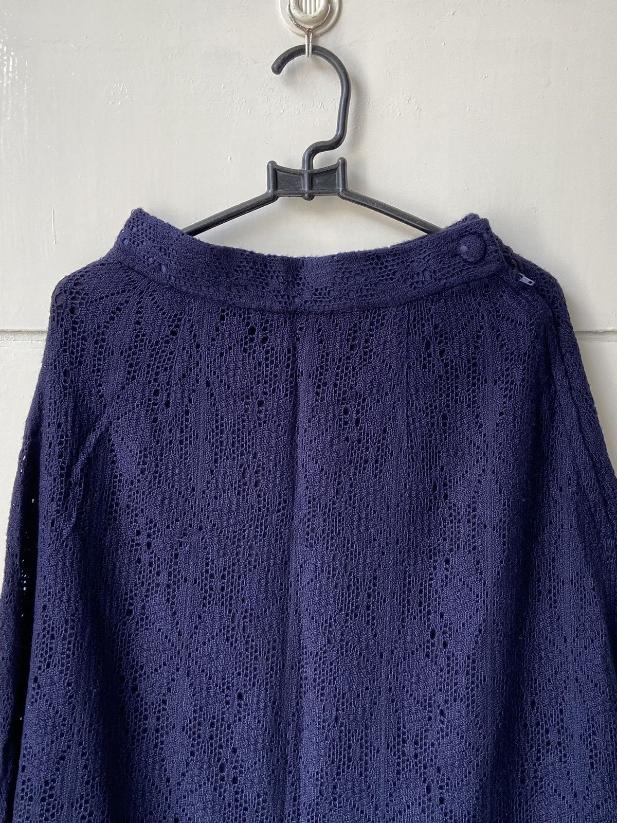 Issey Miyake IS Issey Miyake Navy Brokat Skirt Size 22" - 2 Thumbnail