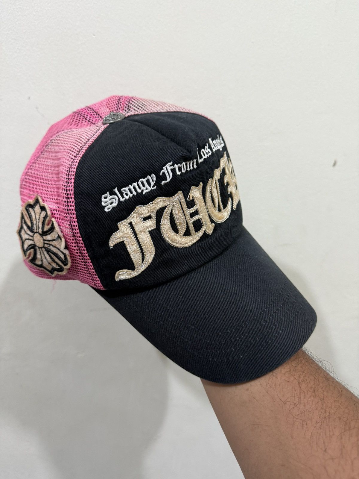 Japanese Brand VTG FUCK SLANGY CH Parody Distress Trucker Hat Size ONE SIZE - 4 Thumbnail