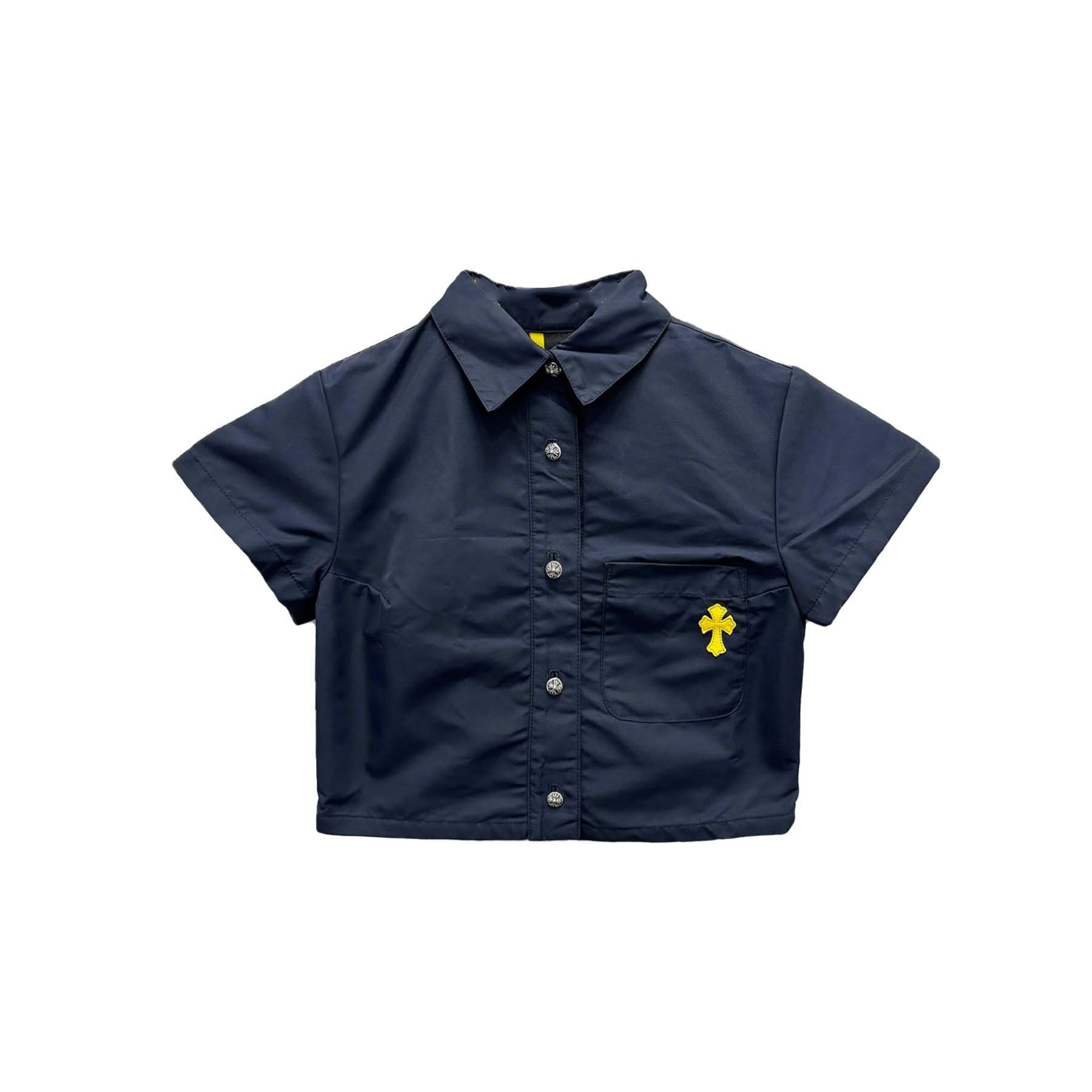 Chrome Hearts Chrome Hearts Yellow Patch Nylon Navy Short Sleeve Shirt Size XS / US 0-2 / IT 36-38 - 1 Thumbnail