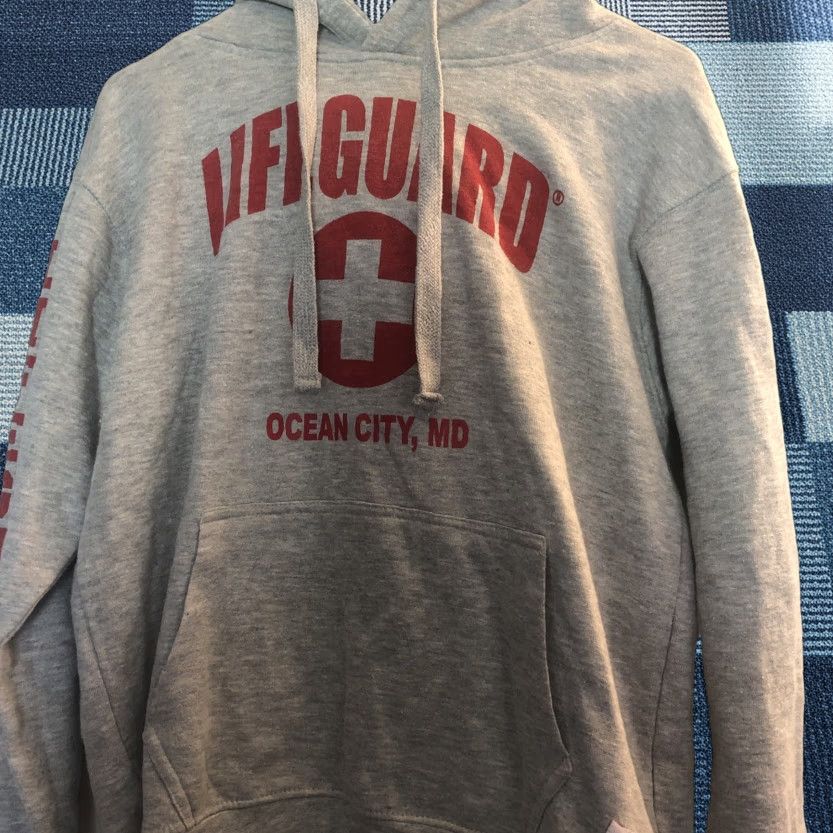 Logo 7 Lifeguard Hoodie Ocean City Md Logo Gray Pullover Sweatshirt Adult M Sz Medium M Size US M / EU 48-50 / 2 - 1 Thumbnail