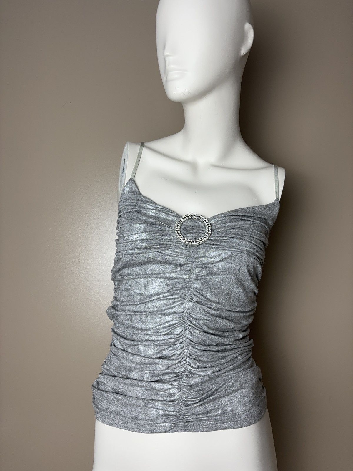 Vintage Glamour sexy silver tank top coquette style Size XS / US 0-2 / IT 36-38 - 3 Thumbnail