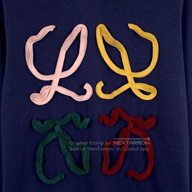 Loewe Loewe Dark Blue Logo Colorblock Cotton Crewneck Long Sleev Size S / US 4 / IT 40 - 4 Thumbnail