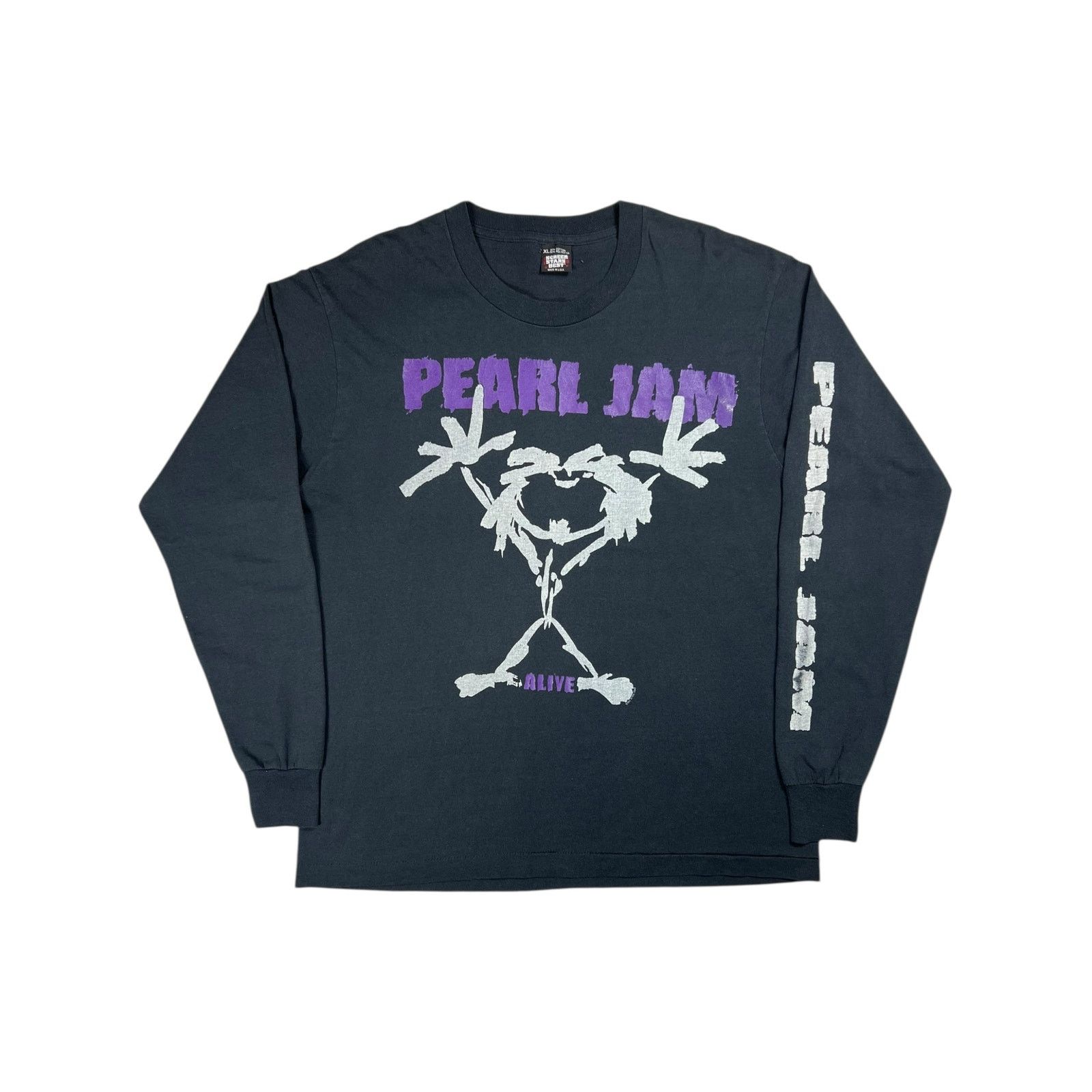 Band Tees × Vintage Vintage 90s Pearl Jam Stickman Alive long sleeve print shirt Size US XL / EU 56 / 4 - 1 Thumbnail