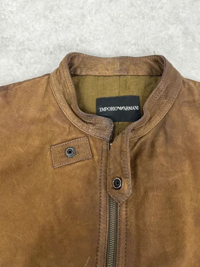 Emporio Armani AW2009 Emporio Armani Brown Leather Biker Jacket Size US M / EU 48-50 / 2 - 10 Thumbnail