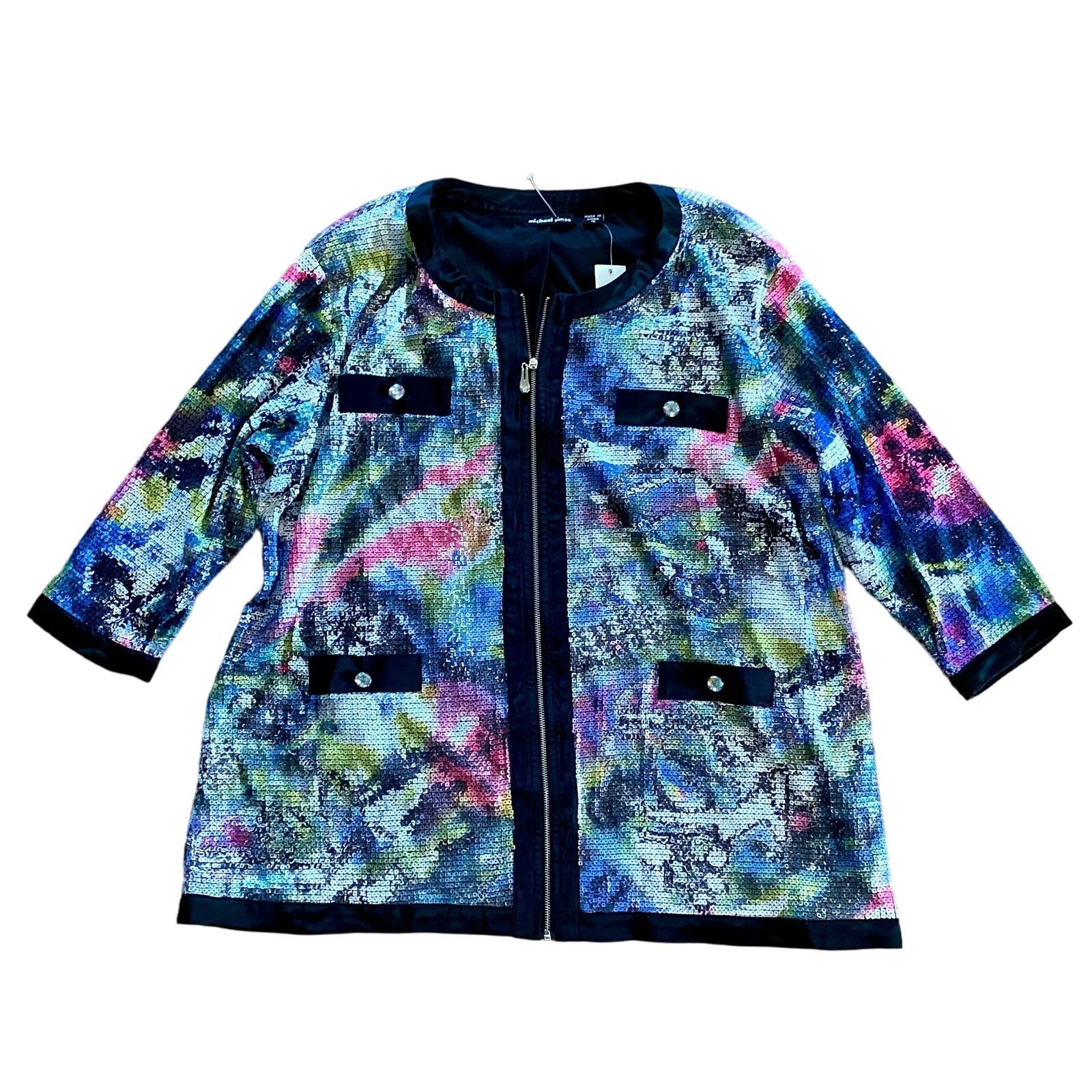 Other Michael Simon Sequin Purple Jacket Womens 1X Plus Size Size XL / US 12-14 / IT 48-50 - 2 Thumbnail