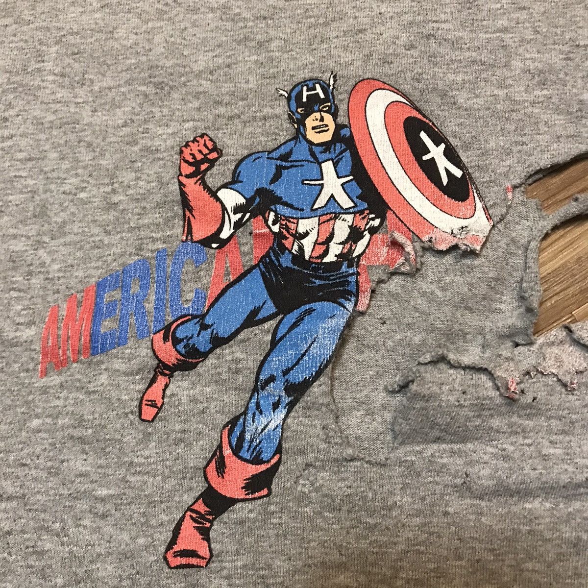 Haze × Vintage VINTAGE HAZE SKATEBOARD CAPTAIN AMERICA DISTRESS RARE TEE Size US M / EU 48-50 / 2 - 2 Thumbnail