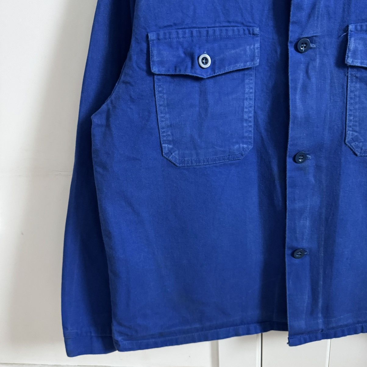 Le Laboureur 80s Work French Faded Two Pockets Sanfor Chore Jacket Size US L / EU 52-54 / 3 - 6 Thumbnail