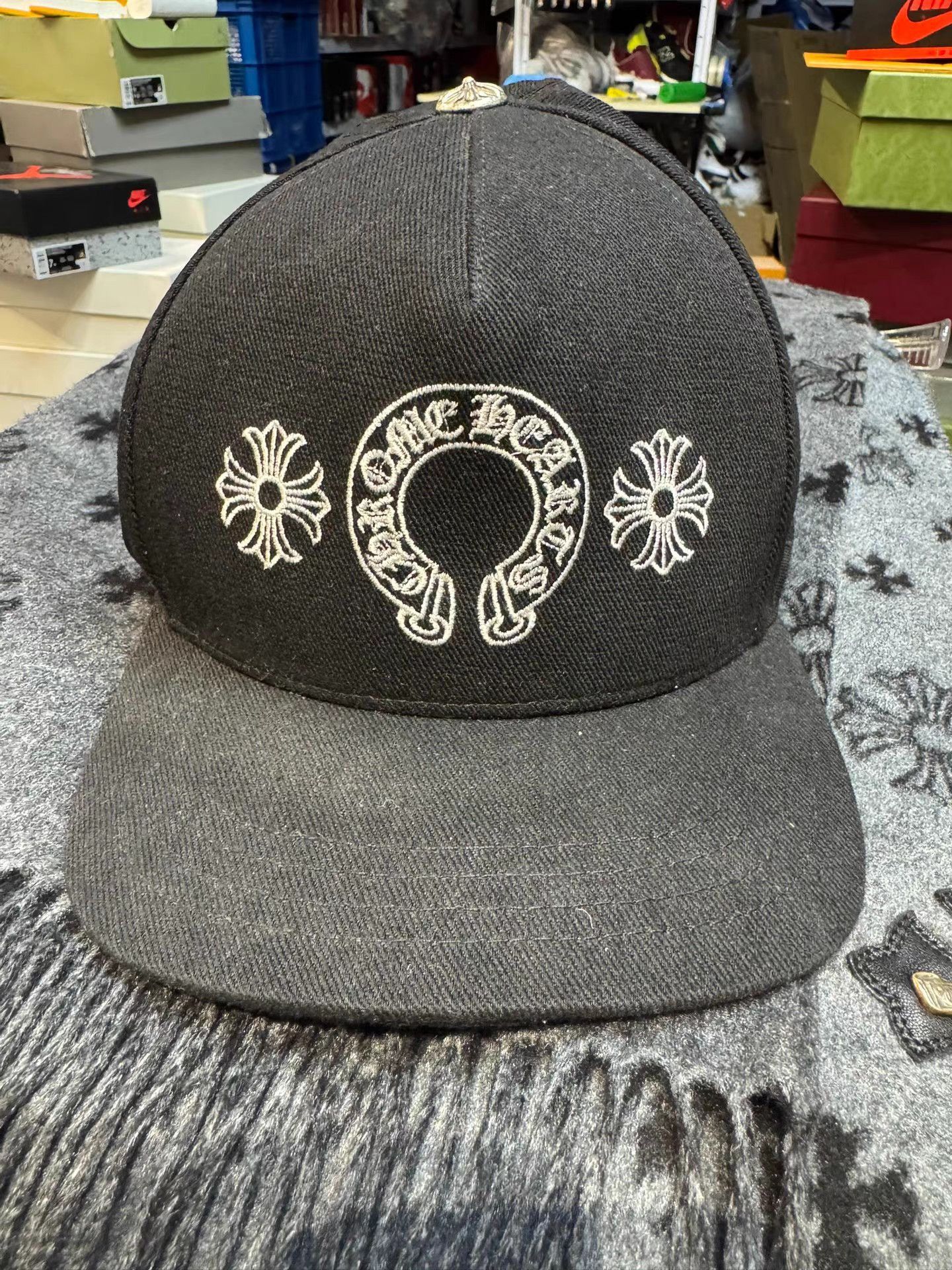 Chrome Hearts Black Embroidered Graphic Snapback Hat Size ONE SIZE - 1 Thumbnail