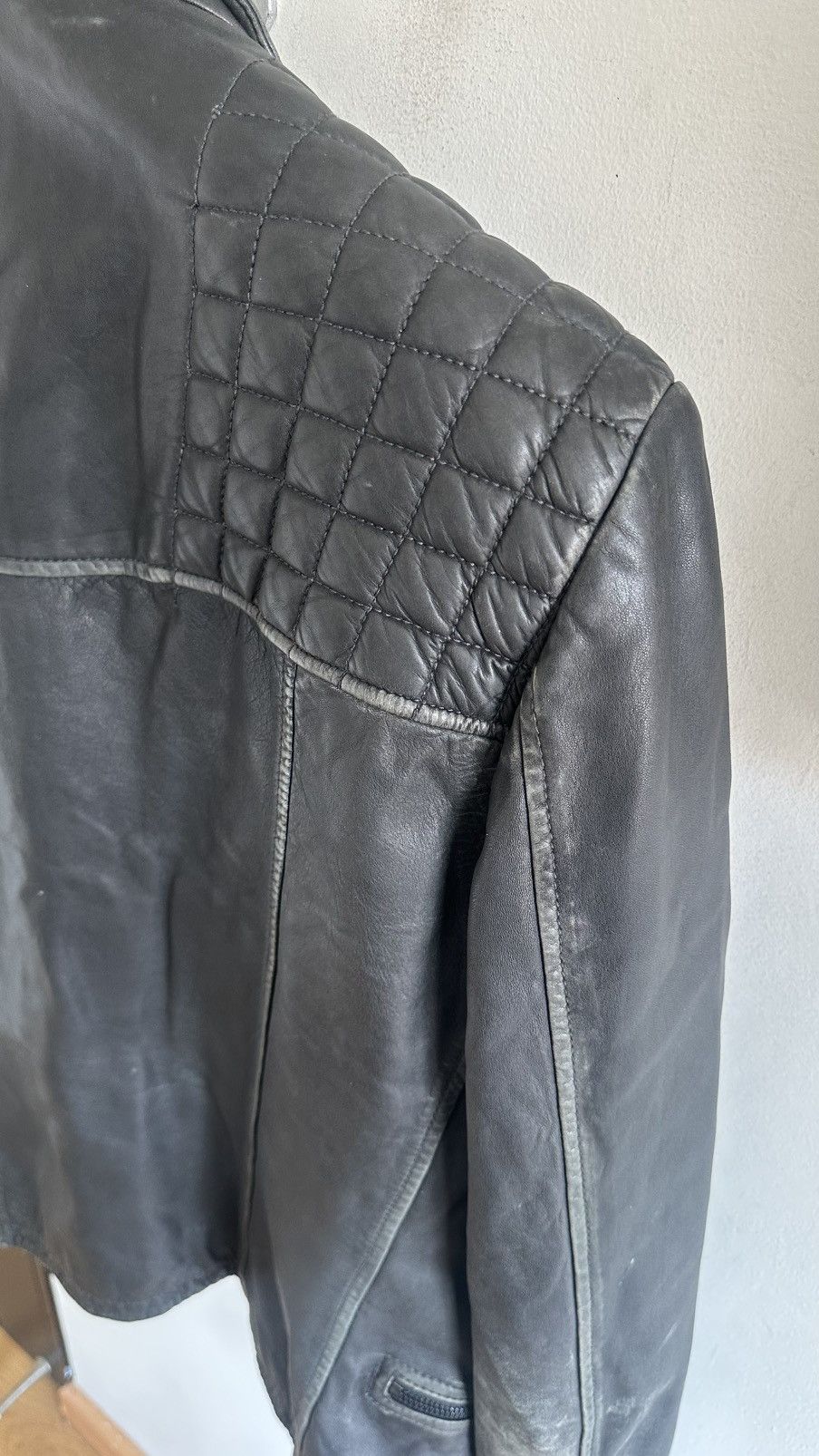 Allsaints All Saints Gray quilted Cargo biker moto leather Jacket XS Size US XS / EU 42 / 0 - 15 Thumbnail