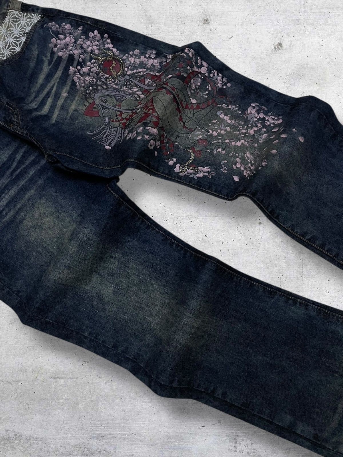 Beauty Beast VINTAGE GOD TRADITION JAPAN PRINCESS YAKUZA STEAMPUNK DENIM Size US 32 / EU 48 - 6 Thumbnail