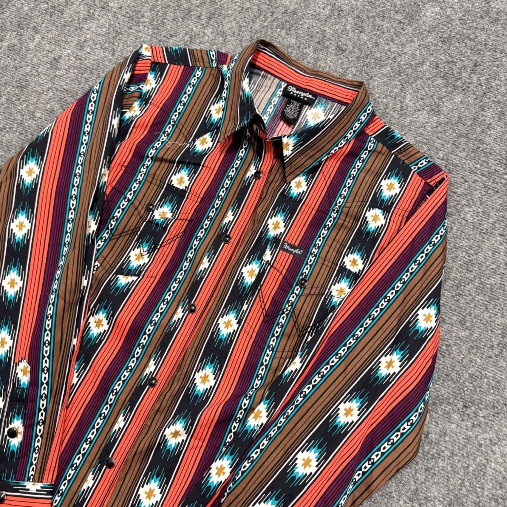 Wrangler Wrangler Dress shirt Women's Large 100% Cotton Multicolor Patterned Native Button Up Retro Size L / US 10 / IT 46 - 3 Thumbnail
