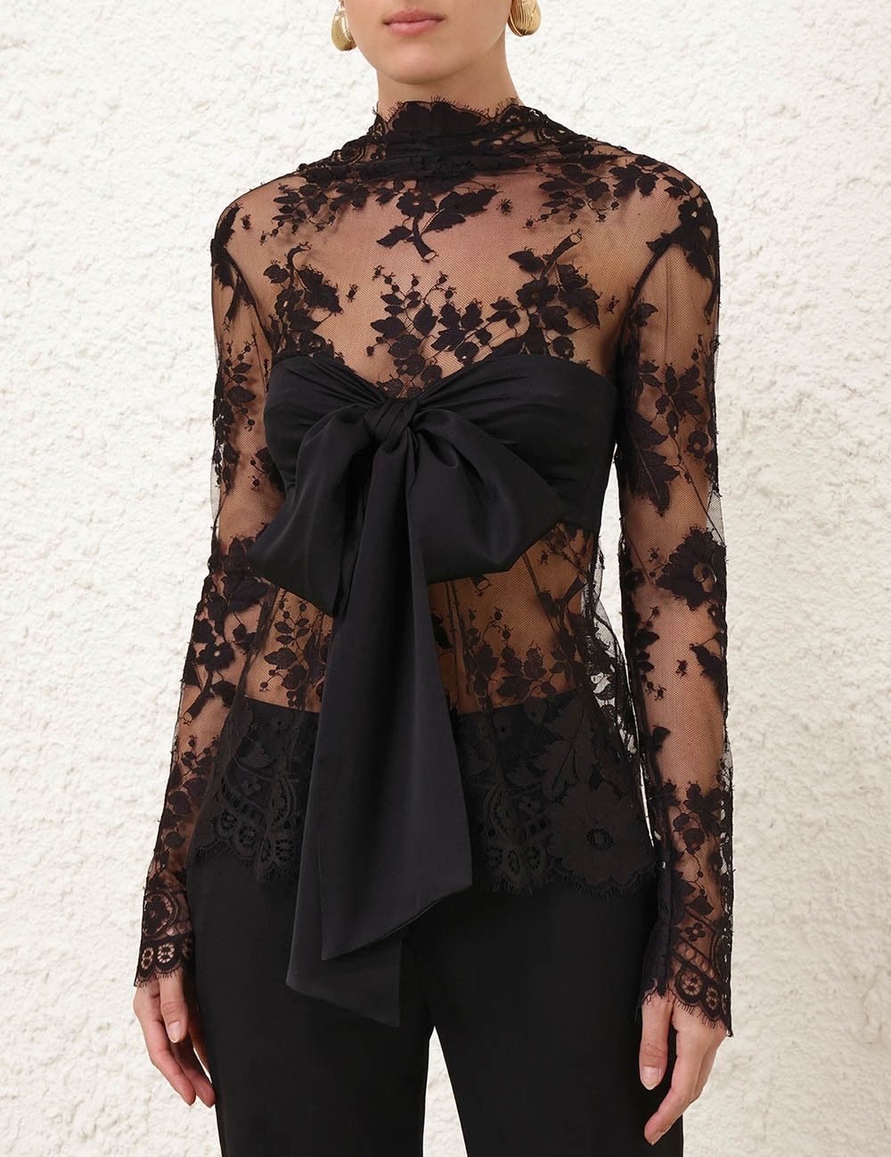 Zimmermann oc11z0725 Illustration Lace Top in Black Size L / US 10 / IT 46 - 2 Thumbnail