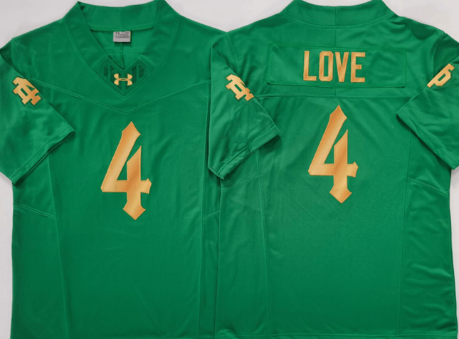 Other Men's Notre Dame Fighting Irish #4 Jeremiyah Love Green 2025 Size US XL / EU 56 / 4 - 1 Thumbnail