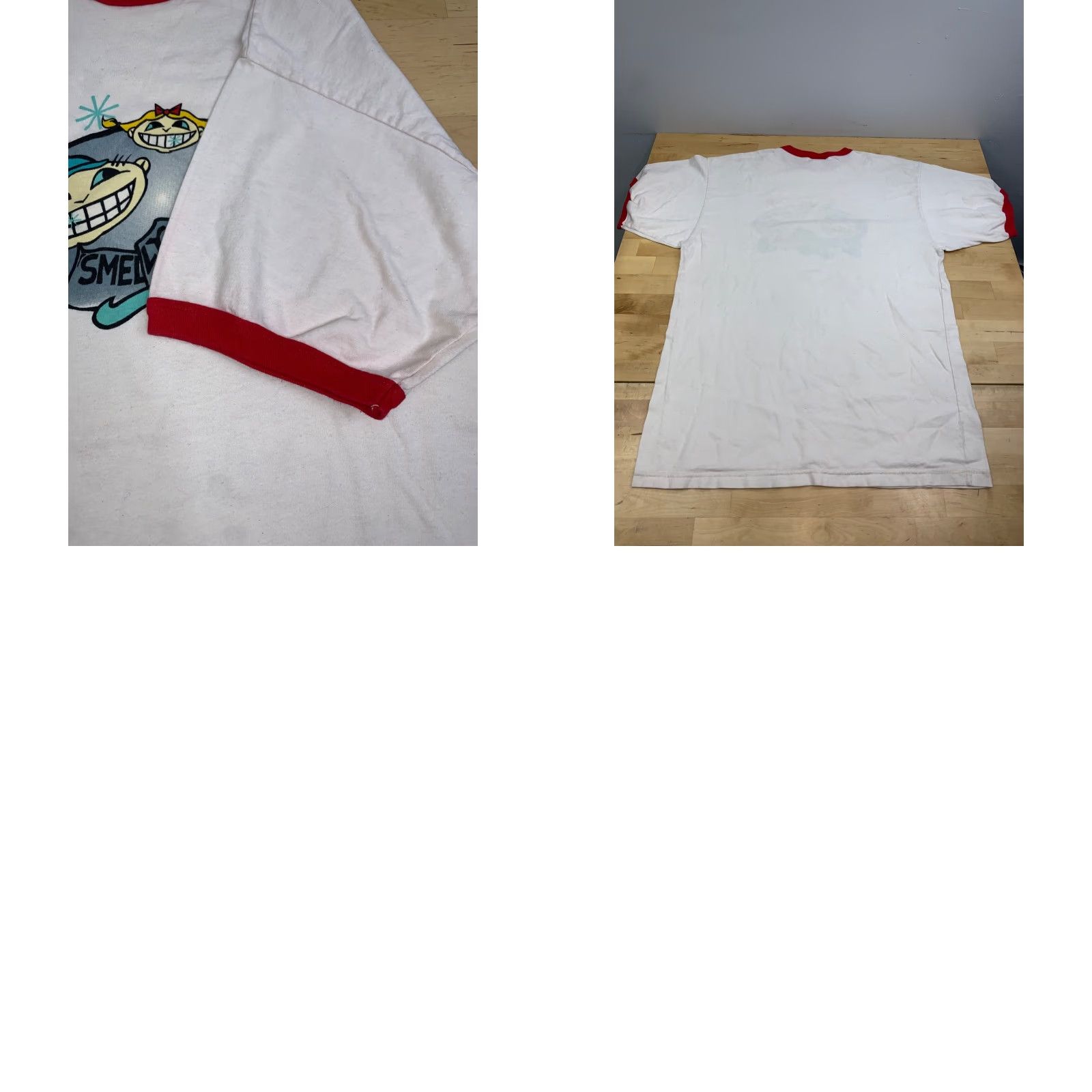 Vintage VINTAGE Smelly's Smell & Sniff Ringer Shirt Mens L White Cotton Graphic USA 12561 Mens T-Shirt Funny USA 80s 90s Size US L / EU 52-54 / 3 - 9 Thumbnail