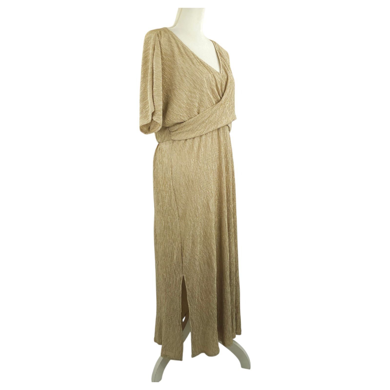 Other Jodifl Dress L Metallic Gold Shimmer Cross Front Maxi Slits Size L / US 10 / IT 46 - 9 Thumbnail