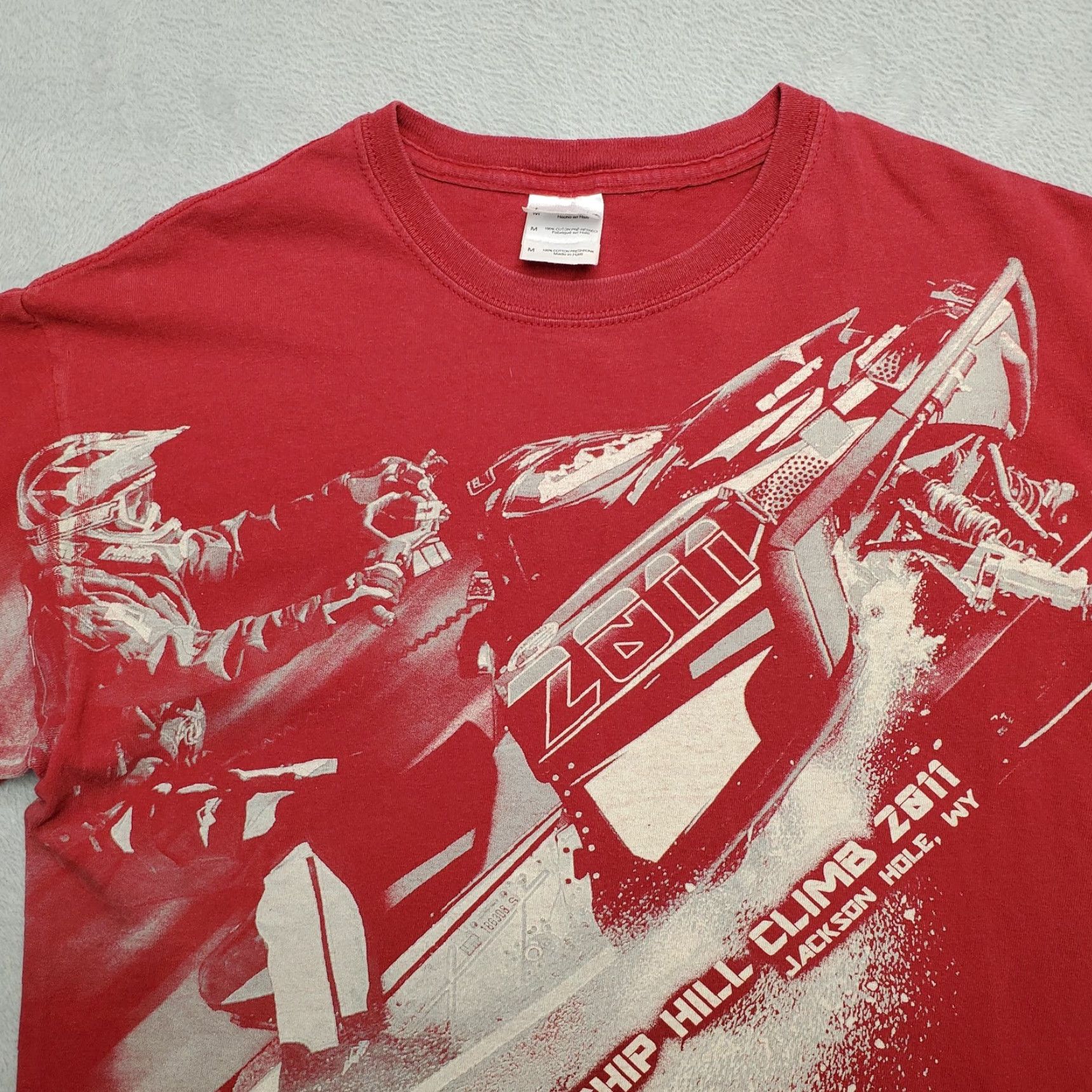 Gildan VINTAGE Jackson Hole Wyoming Snowmobiling Shirt Mens M Red Hill Climb Championship Shirt Mens Red Snowmobiling USA 90s Championship Boys Mens Size US M / EU 48-50 / 2 - 2 Thumbnail
