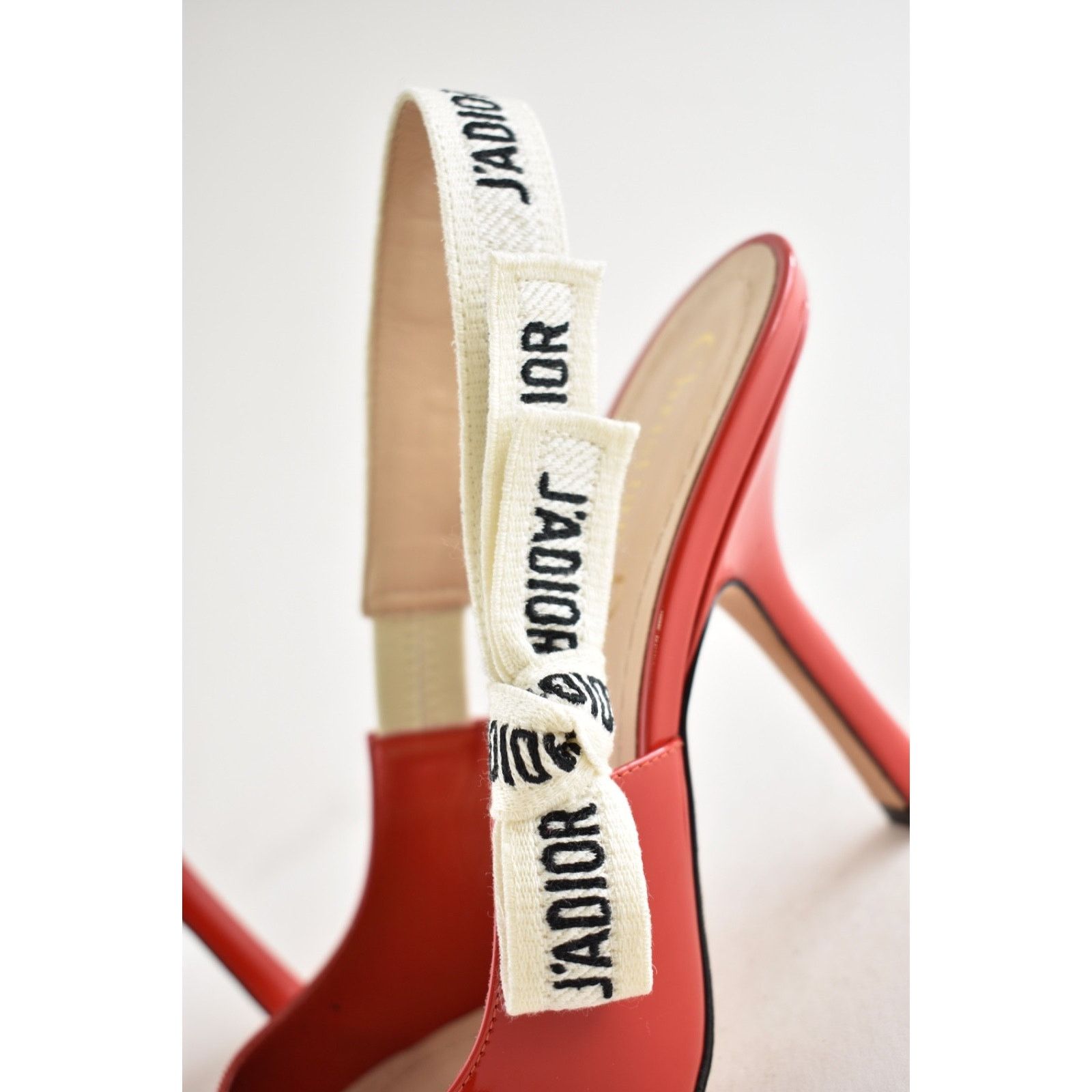 Dior Dior J'adior Red Patent White Black Ribbon Logo Slingback Size US 6 / IT 36 - 10 Thumbnail