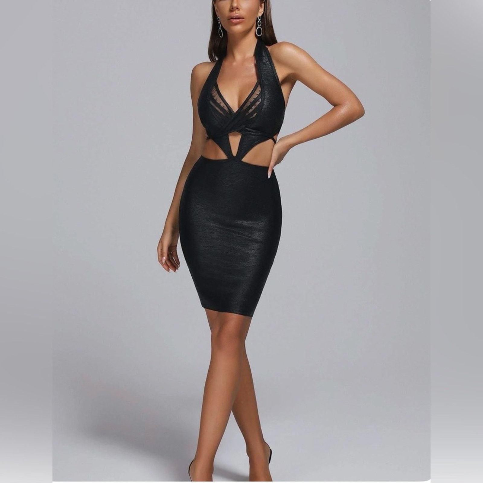 Other Elegant Black Halter Leather Like Dress size S Size S / US 4 / IT 40 - 2 Thumbnail