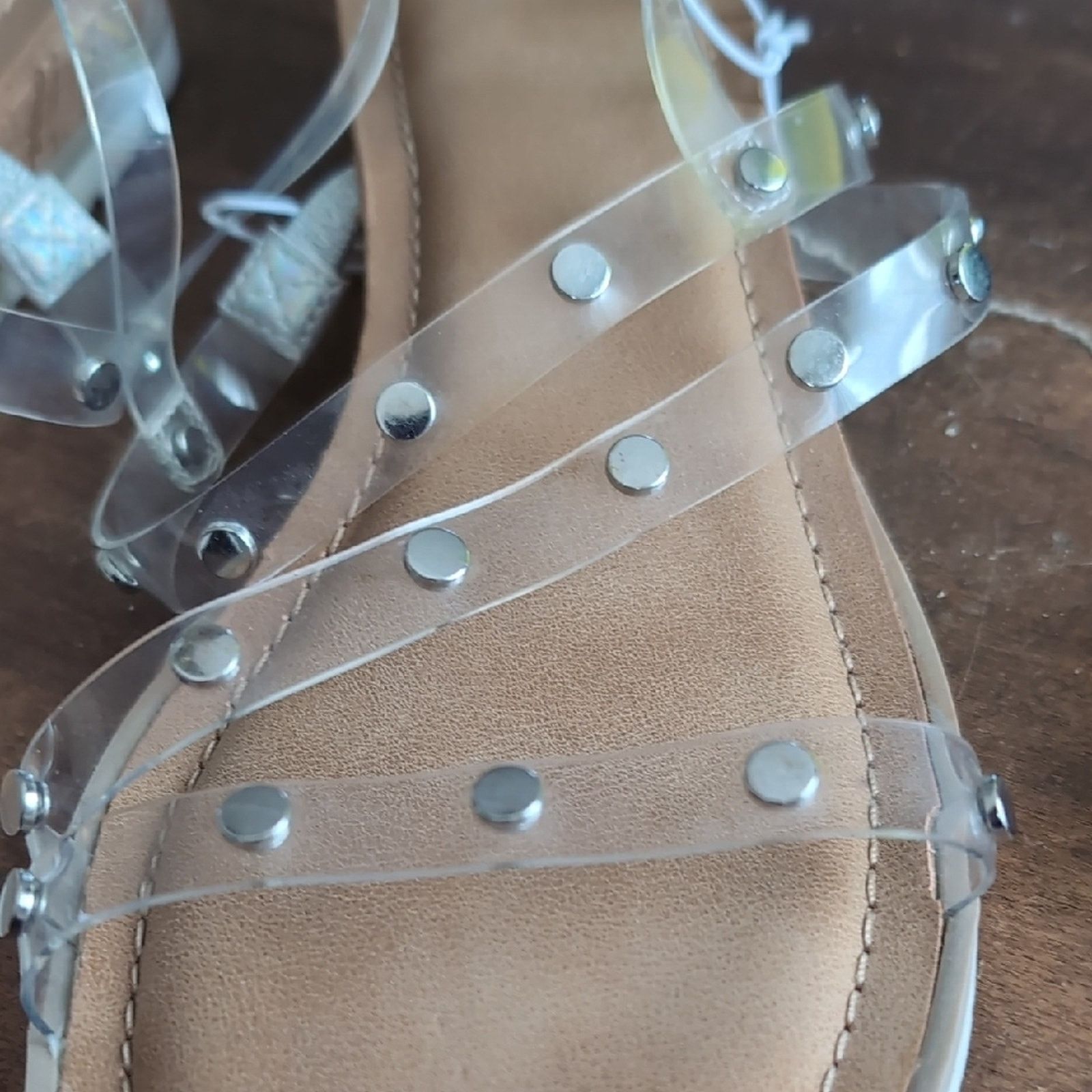 Dolce Vita Dolce Vita Stylish Tan Sandals with Clear Studded Straps Size US 10 / IT 40 - 3 Thumbnail