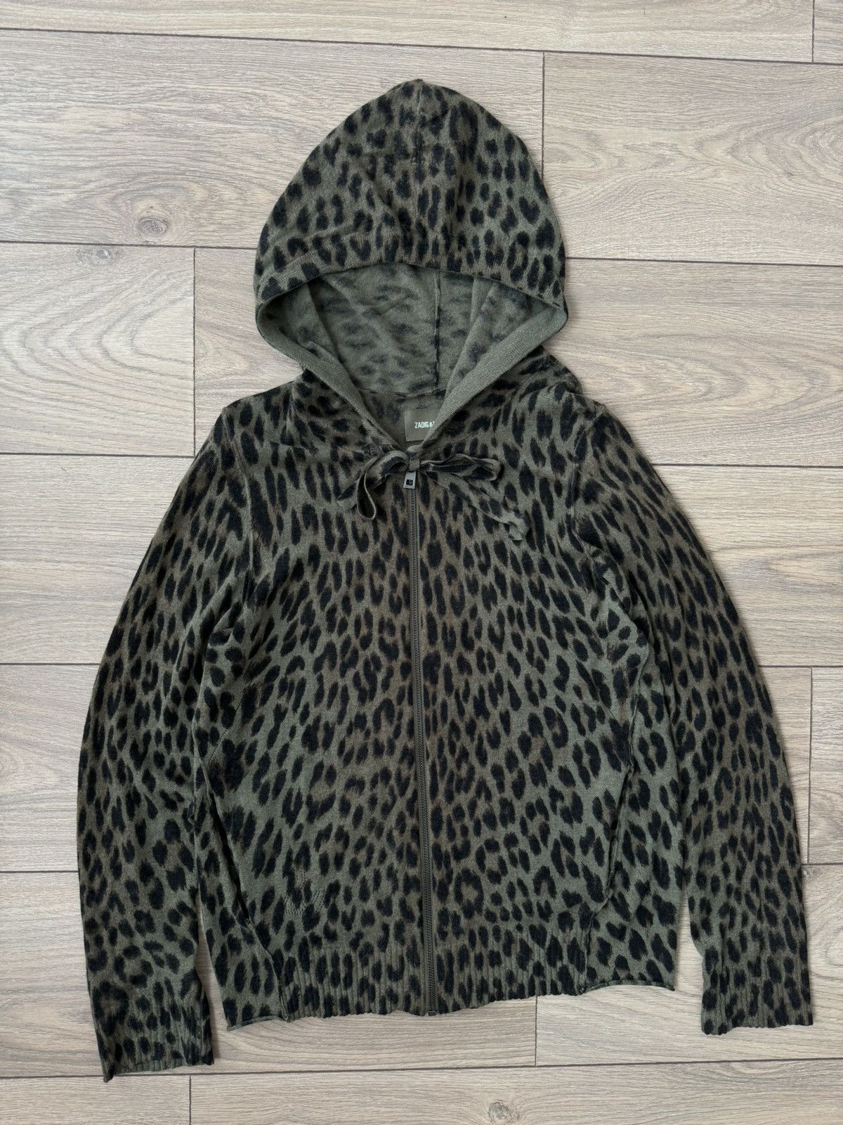 ZADIG & VOLTAIRE Cassy Leopard Print Zipped Hoodie Size M