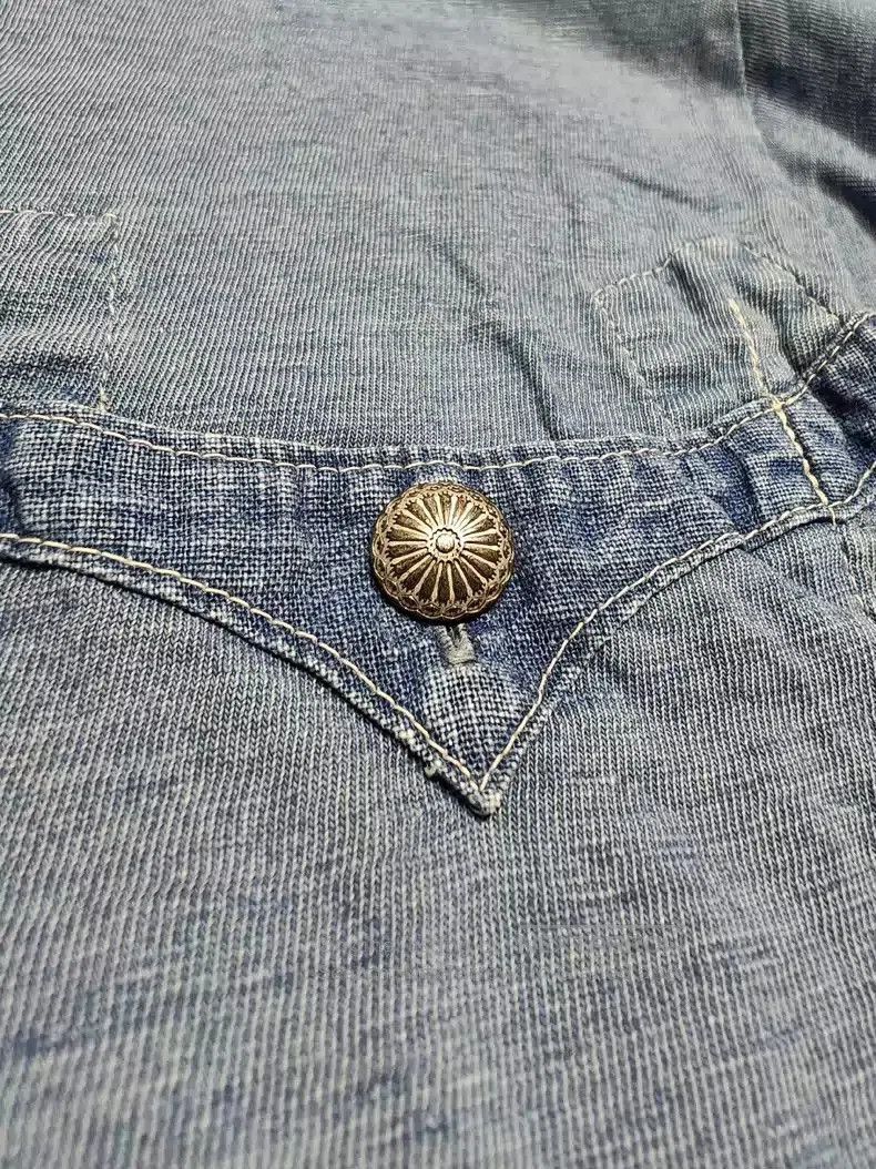 Kapital KAPITAL blue dyed Henley collar short sleeve. Size US L / EU 52-54 / 3 - 3 Thumbnail