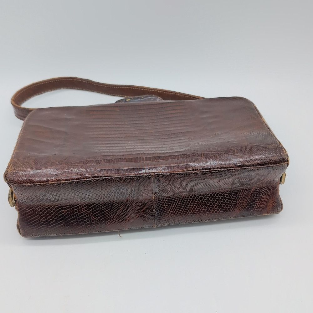 Vintage Deitsch Brown Lizard Reptile Leather Handbag 1950s Vintage Size ONE SIZE - 4 Thumbnail