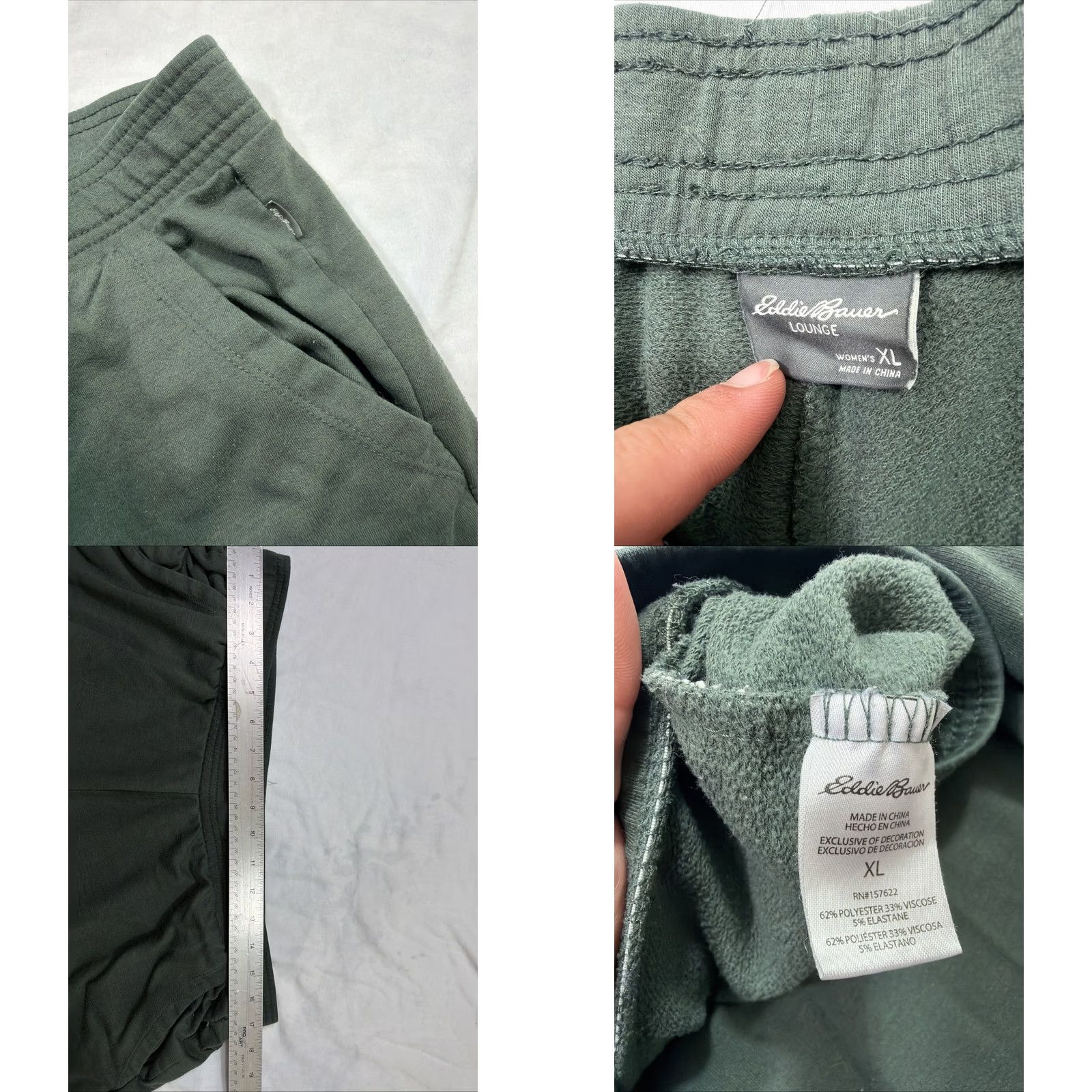 Eddie Bauer Eddie Bauer Lounge Sweatpants Women XL Green Solid Relaxed Fit Logo P ull On Straight Leg Casual Travel Size 40" / US 18 - 8 Thumbnail