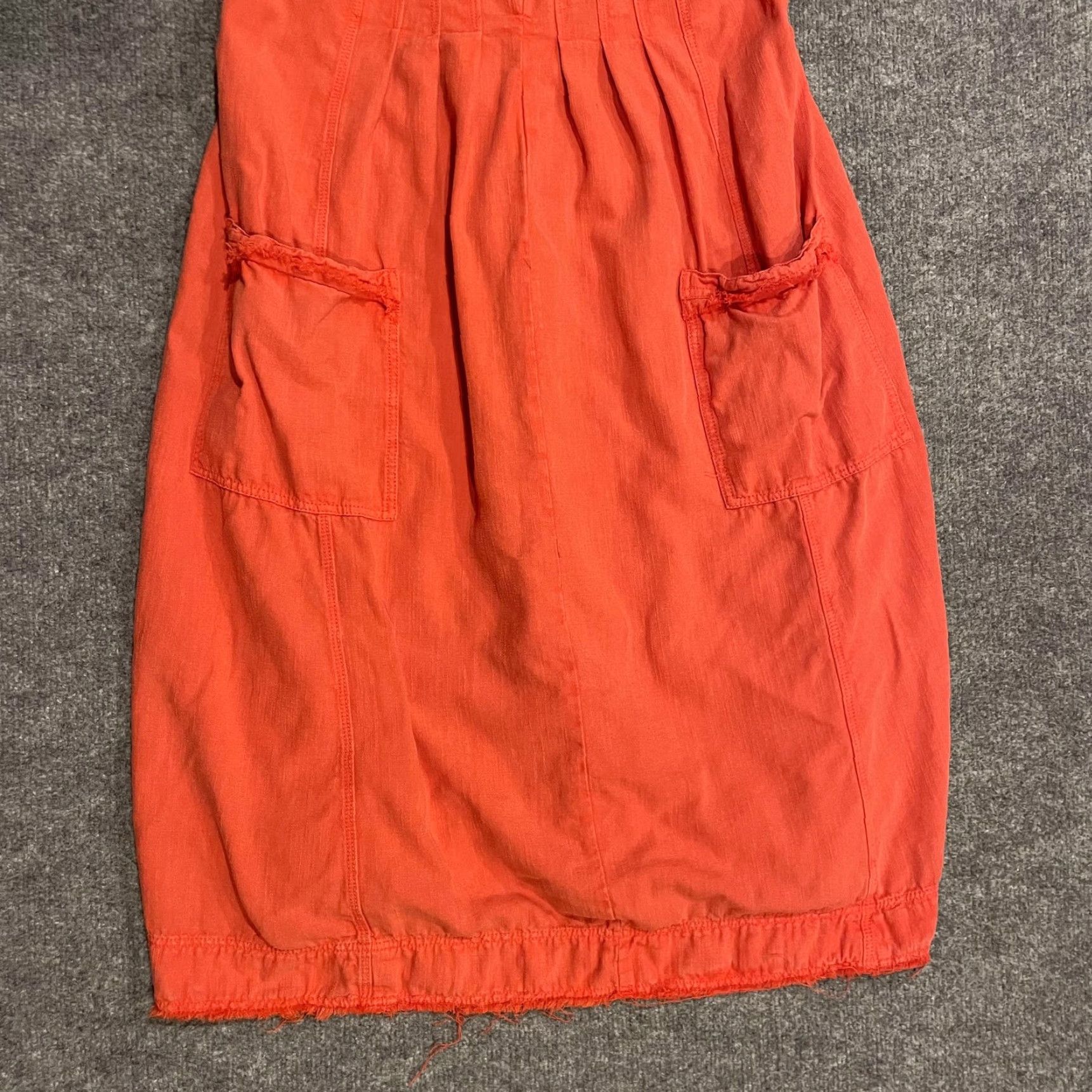 Vintage VINTAGE Pilcro Dress ORANGE RED Tie Back Flutter Sleeve Midi Womens M Orange Red Pilcro Sundress Casual Cotton Linen 90s? Size M / US 6-8 / IT 42-44 - 5 Thumbnail