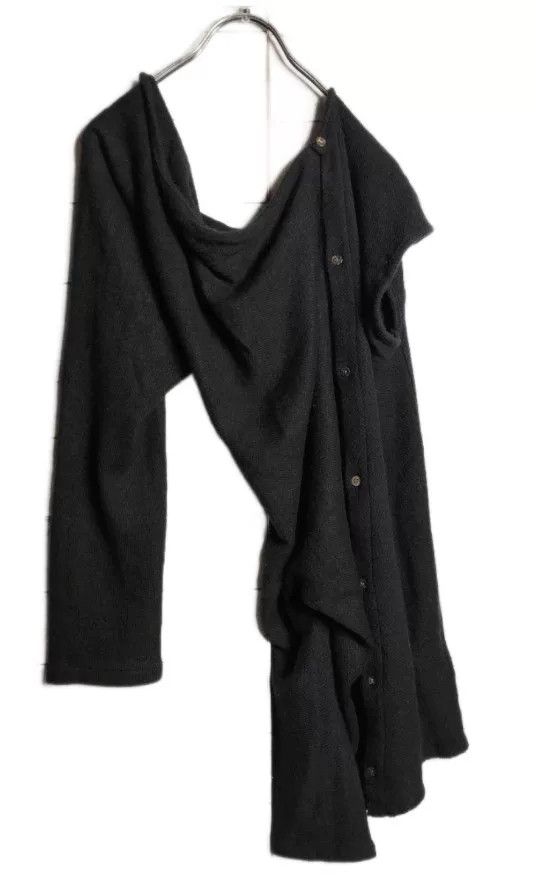 Yohji Yamamoto Y's Yohji Yamamoto Asymmetric Off-Shoulder Knit Cardigan Size L / US 10 / IT 46 - 1 Thumbnail