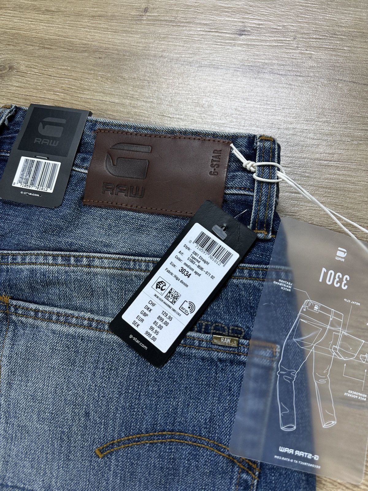 G-Star NEW🏷️ G-Star Raw 3301 Tapered Denim Jeans Size US 30 / EU 46 - 13 Thumbnail