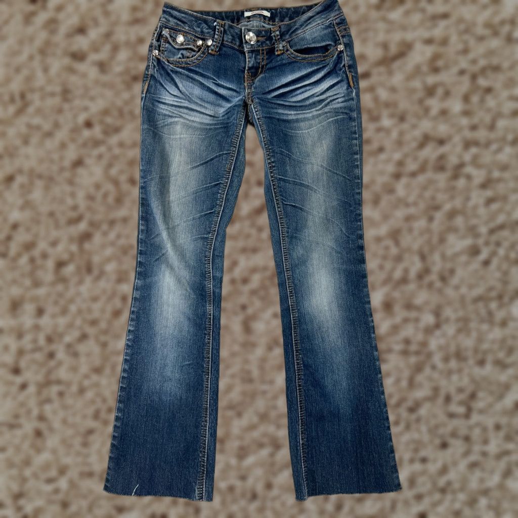 Vintage Bongo Jeans Women 3 Bootcut Blue Denim Cotton 5-Pocket Distressed Zipper Stretch Vintage: No (adjust to rules) Size 26" / US 2 / IT 38 - 1 Thumbnail