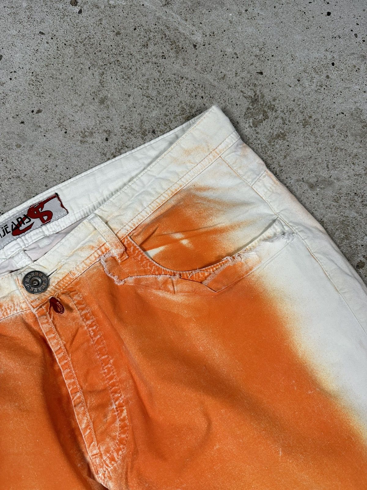 Japanese Brand × Vintage Vintage y2k Orange and White Washed Casual Pants Size US 36 / EU 52 - 8 Thumbnail