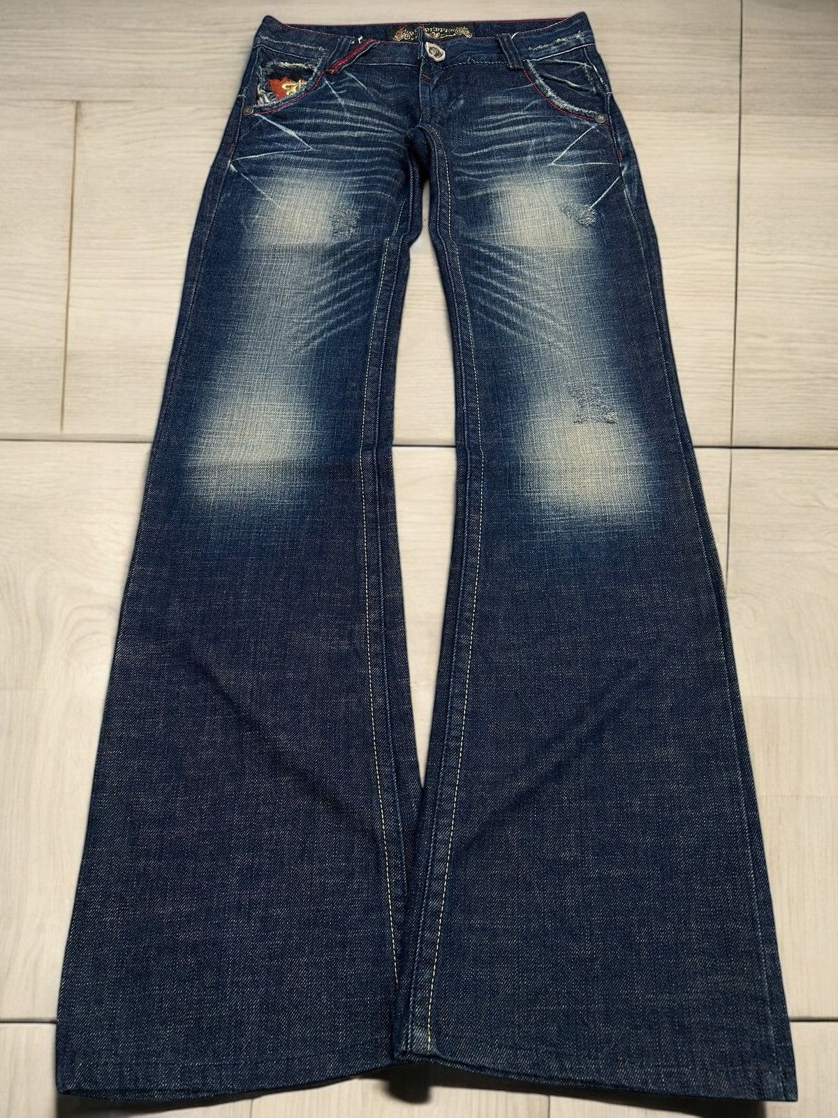 Hysteric Glamour Flare Red Pepper Japan Jean Patches Distressed Embroidery Size US 30 / EU 46 - 1 Thumbnail