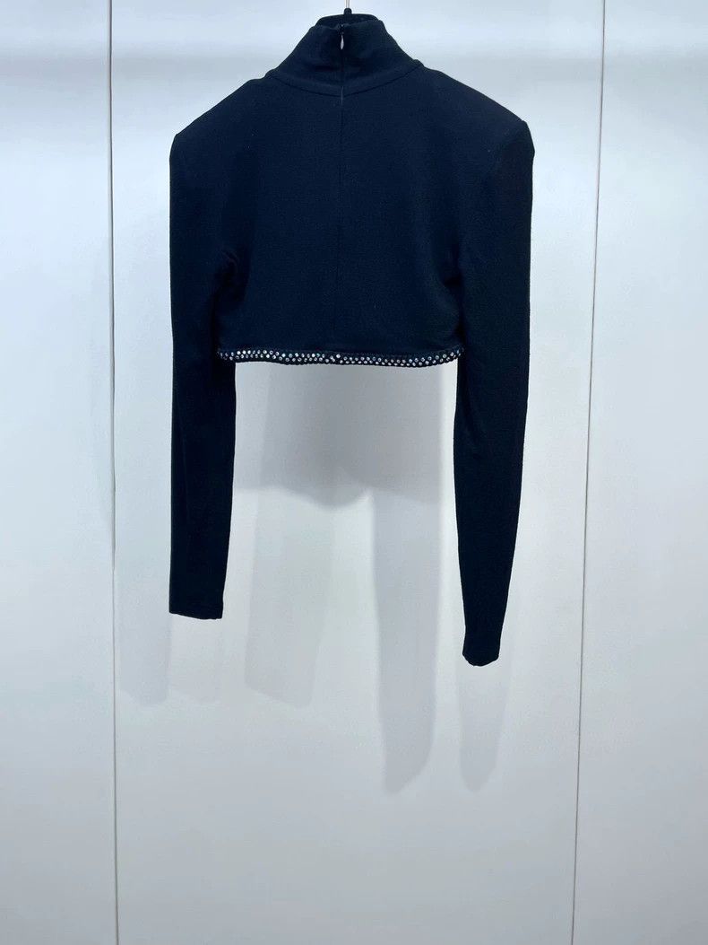 Chanel Black Cropped Long Sleeve Top
