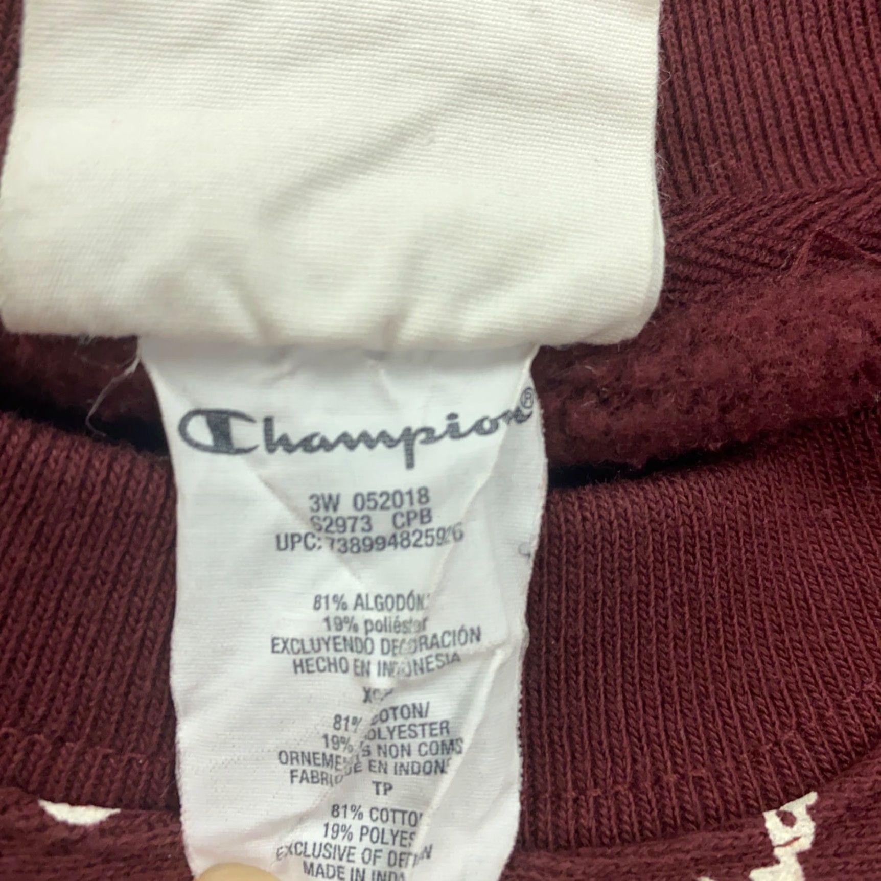 Champion Champion Sweatshirt XS Maroon Reverse Weave All Over Print Logo Crew Mens Size US XS / EU 42 / 0 - 5 Thumbnail